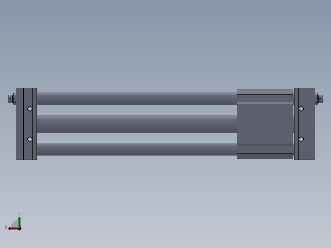 磁耦合无杆气缸3D模型后视图