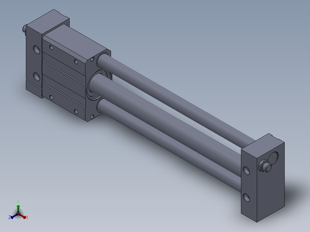 磁耦合无杆气缸3D模型正等轴测图