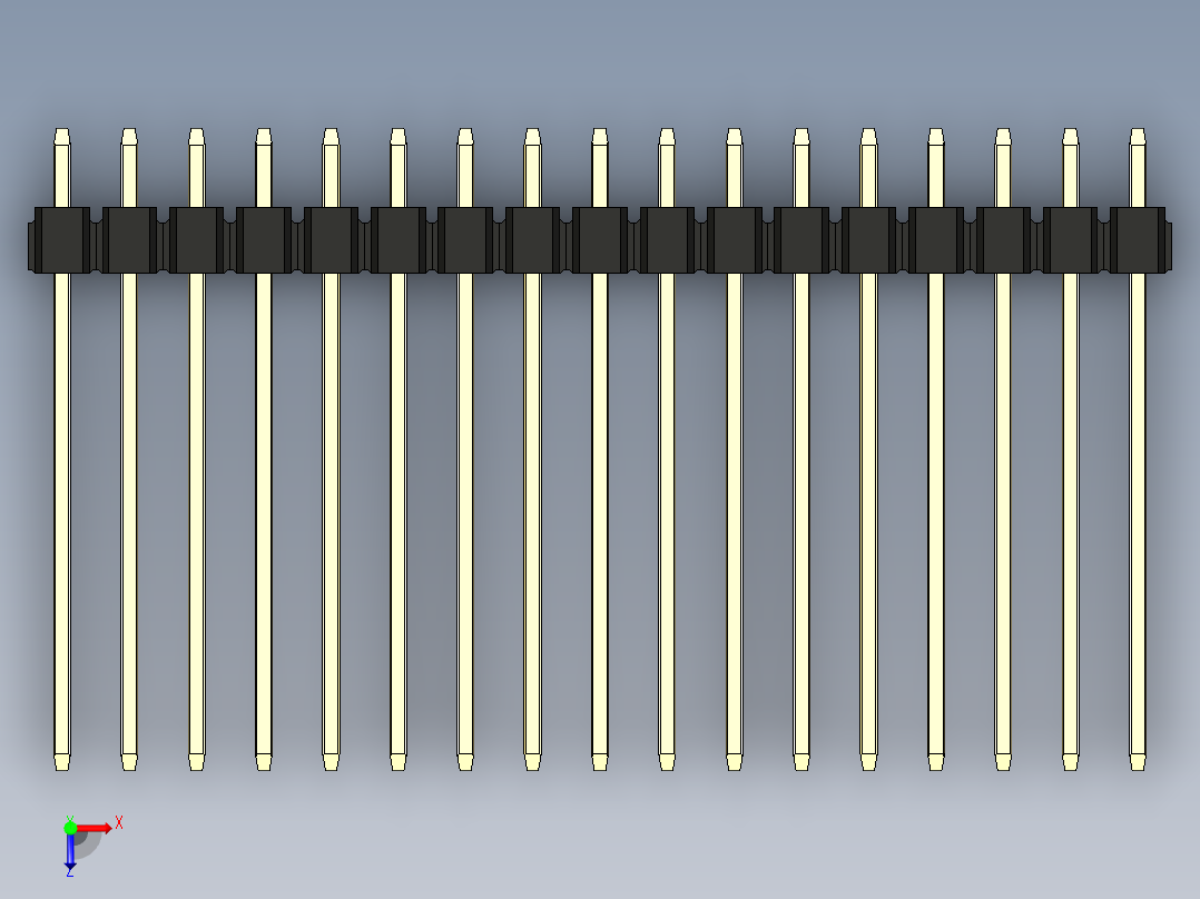 彩色公头100mil（2.54mm）系列-DS1021_black_3x17p_100mil_Type19_rev1.0俯视图
