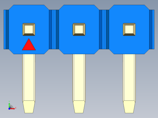 彩色公排针 100mil 2.54mm 系列-DS1022_blue_1x03p_100mil_TypeD_rev1.0前视缩略图