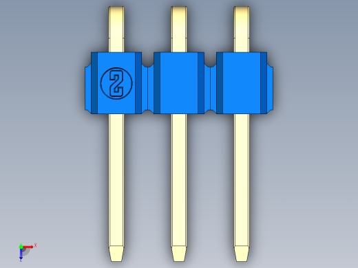 彩色公排针 100mil 2.54mm 系列-DS1022_blue_1x03p_100mil_TypeD_rev1.0俯视缩略图
