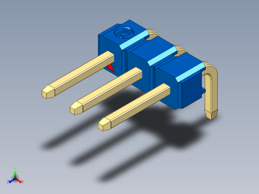 彩色公排针 100mil 2.54mm 系列-DS1022_blue_1x03p_100mil_TypeD_rev1.0正等轴测缩略图