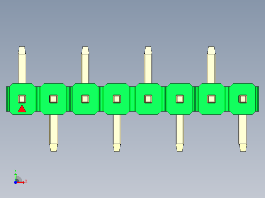 彩色公排针 100mil 2.54mm 系列-DS1022_green_08p_100mil_Type_SMT_R1_rev1.0前视缩略图