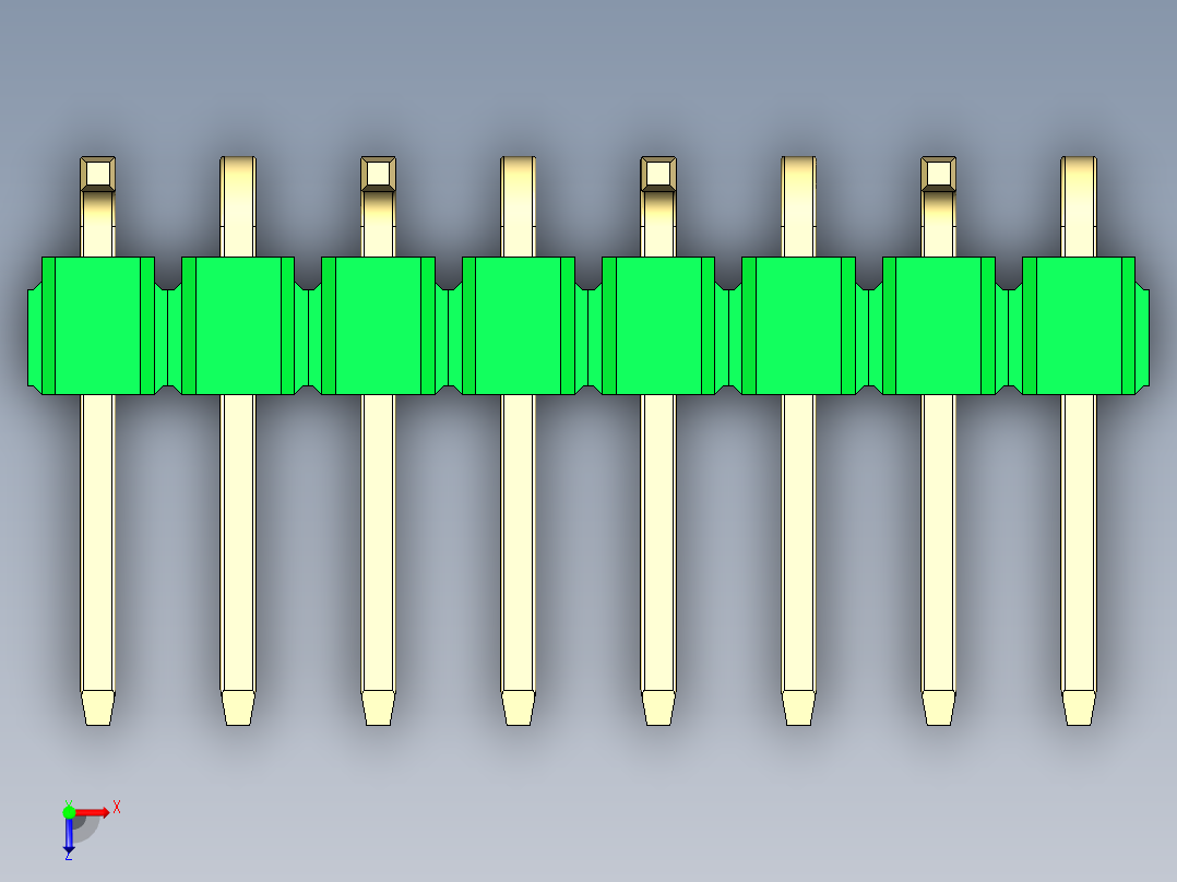 彩色公排针 100mil 2.54mm 系列-DS1022_green_08p_100mil_Type_SMT_R1_rev1.0俯视图