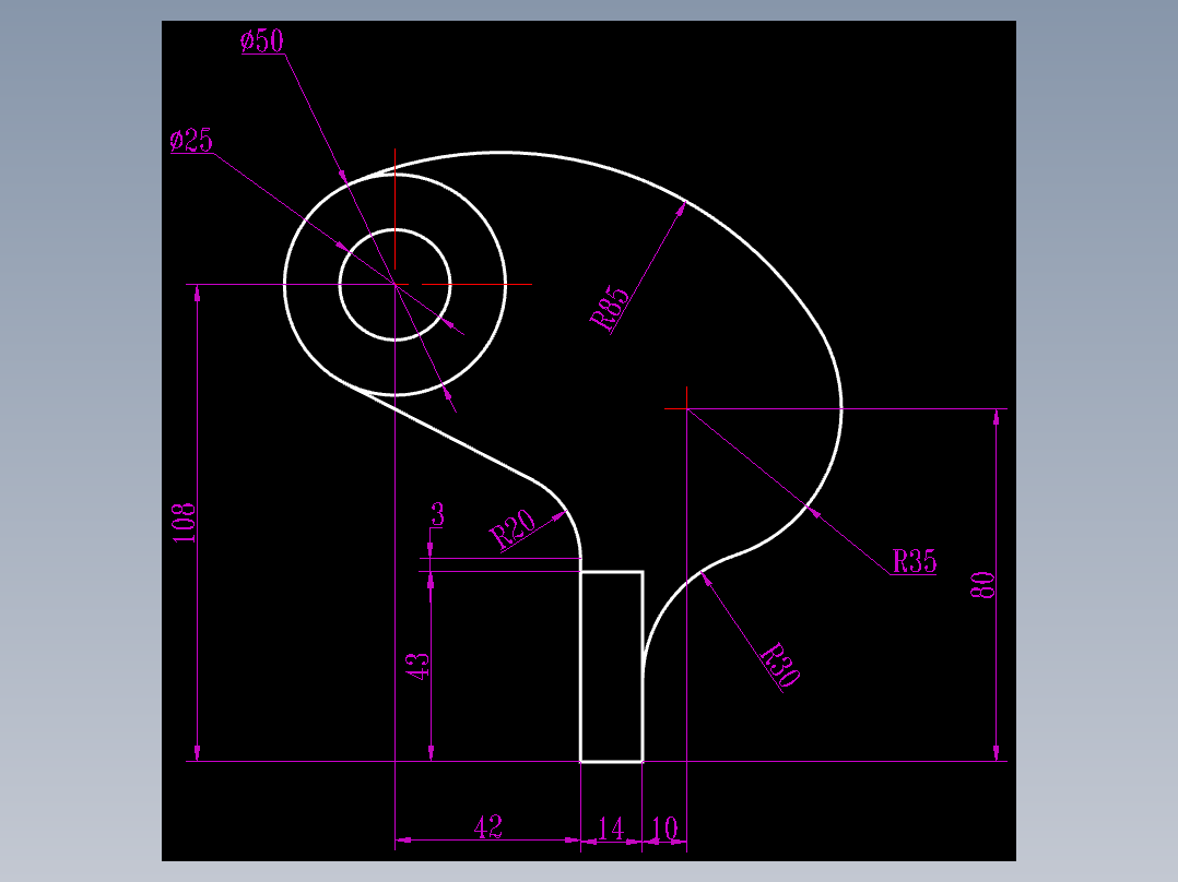 CAD格式机械制图二维100例练习-35 连杆轮廓图