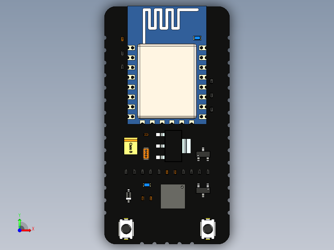 NODEMCU SMD v2开发板PCB详细模型前视图