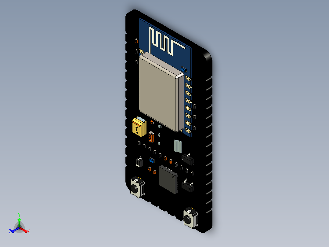 NODEMCU SMD v2开发板PCB详细模型正等轴测图