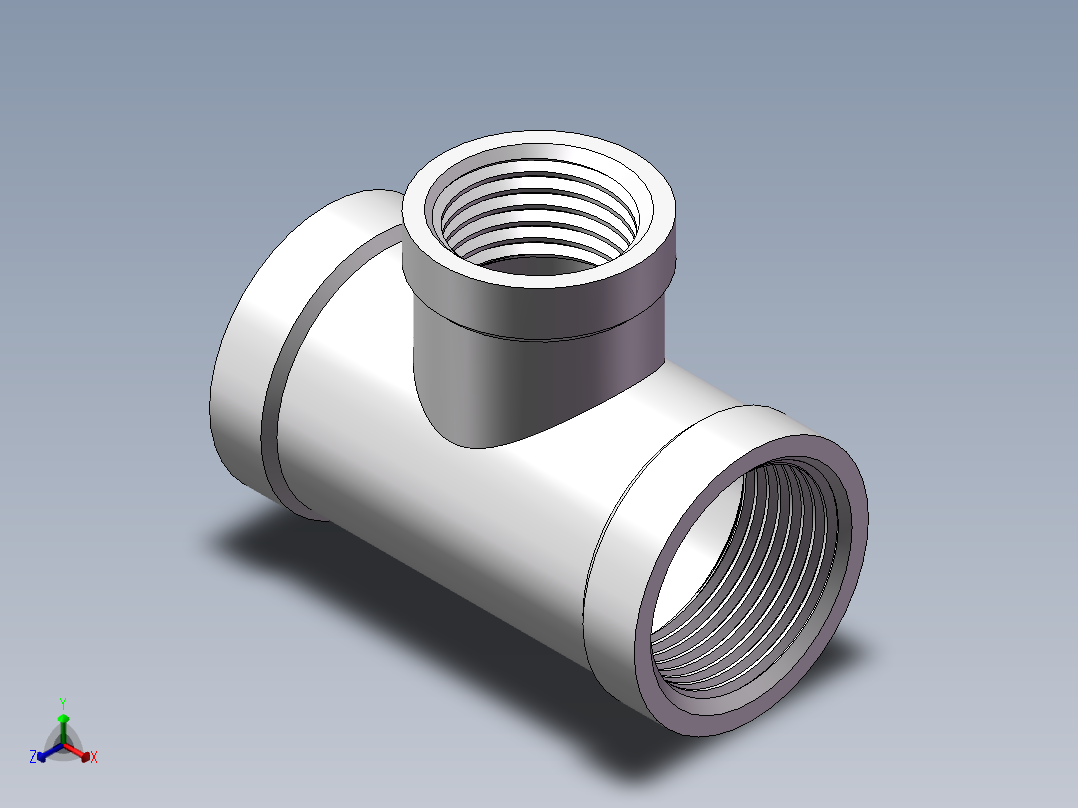 三通-异径 DN20-DN15正等轴测图