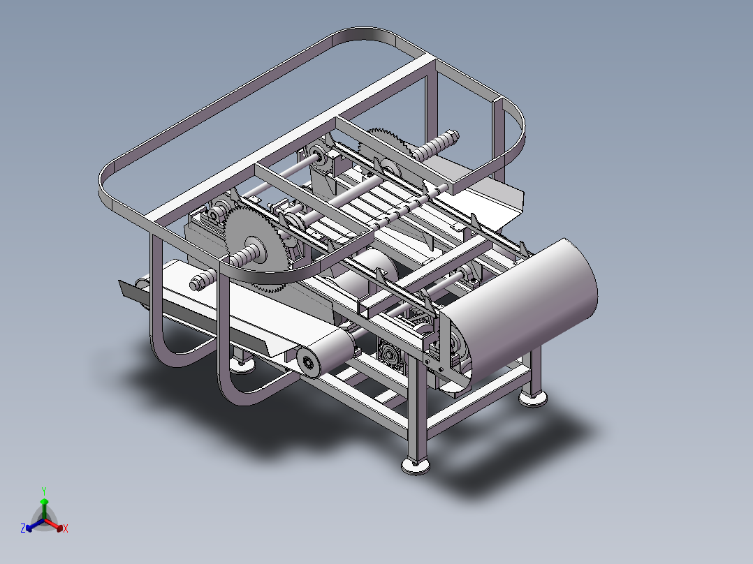 切割机（带传动、双切割盘）正等轴测图