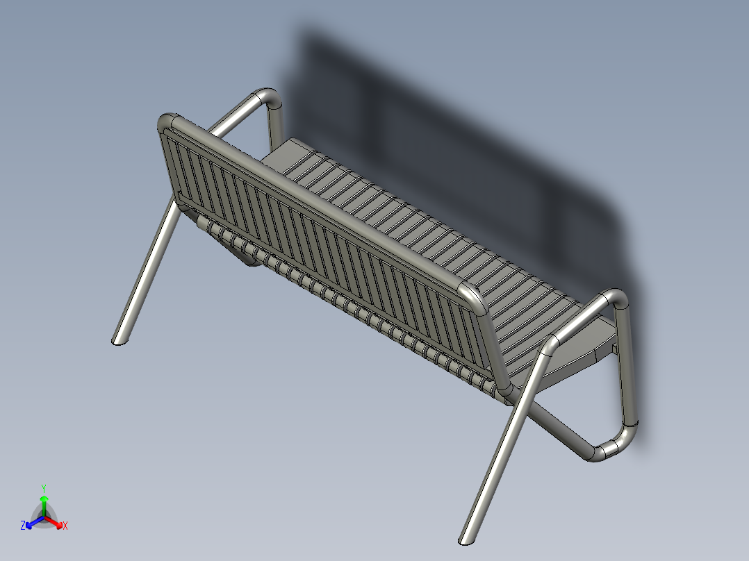 长凳，长椅(1)正等轴测图