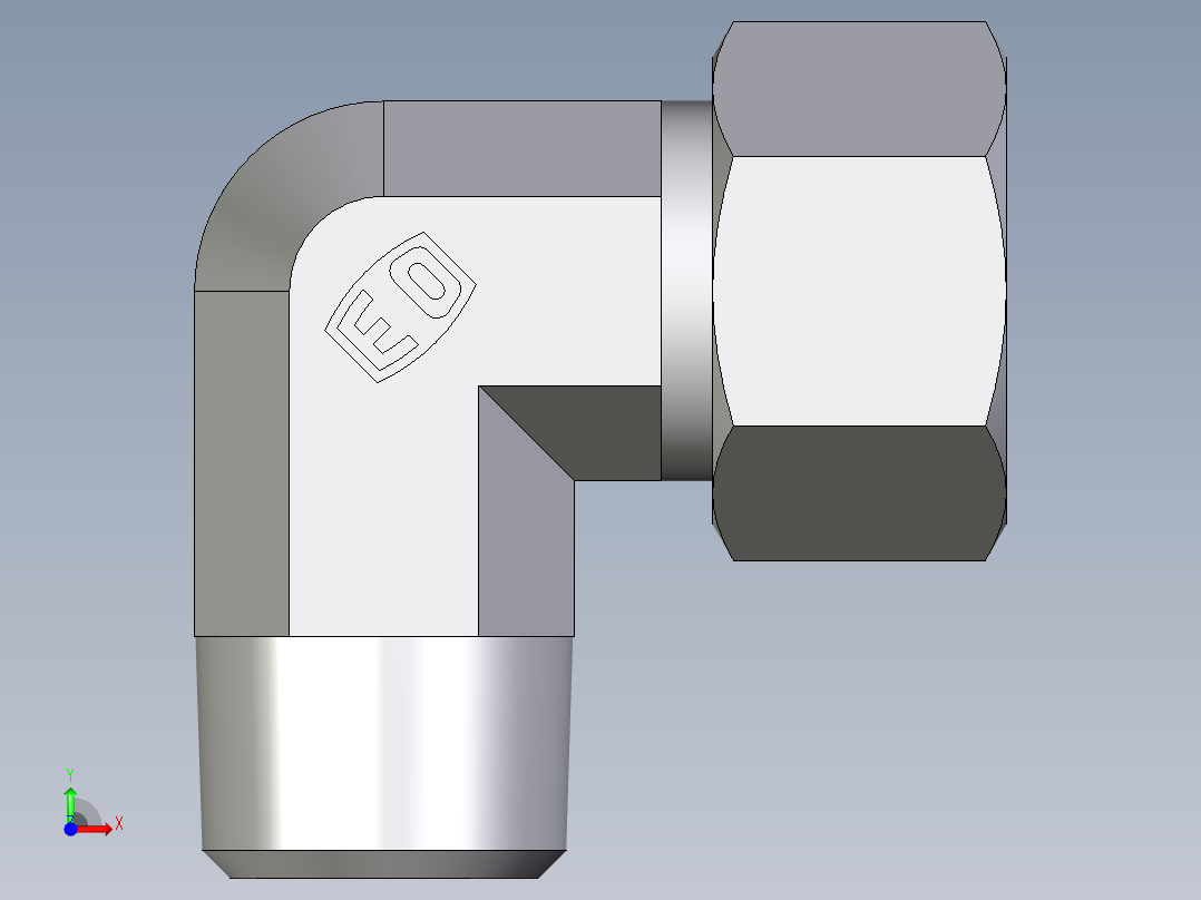 卡套式工业通用硬管接头EO_Male_stud_elbow_WE15LR71前视图