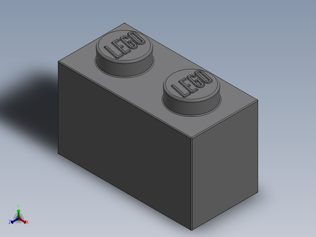 乐高套装 4421基本积木-4211388 - 3004 Medium Stone Grey Brick 1 x 2.SLDPRT正等轴测图