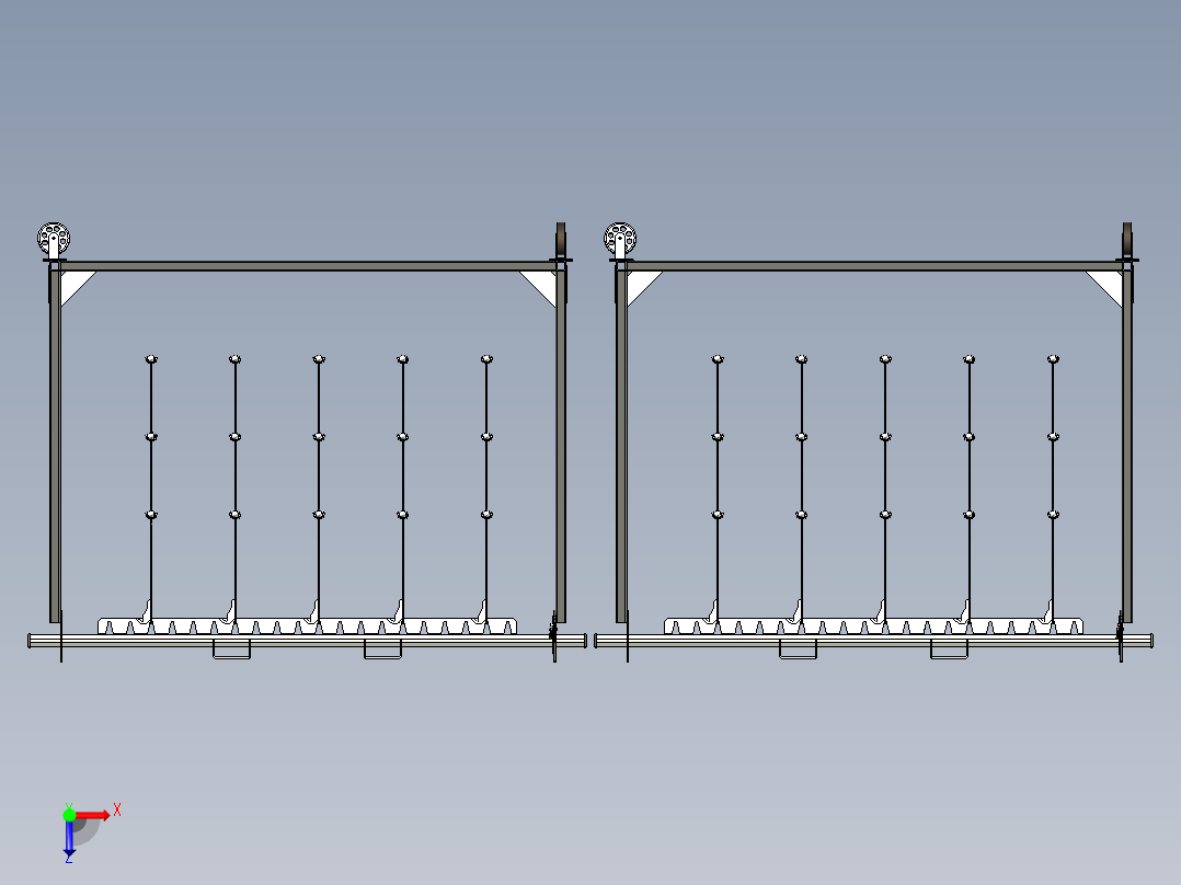 移动喷漆挂架俯视图