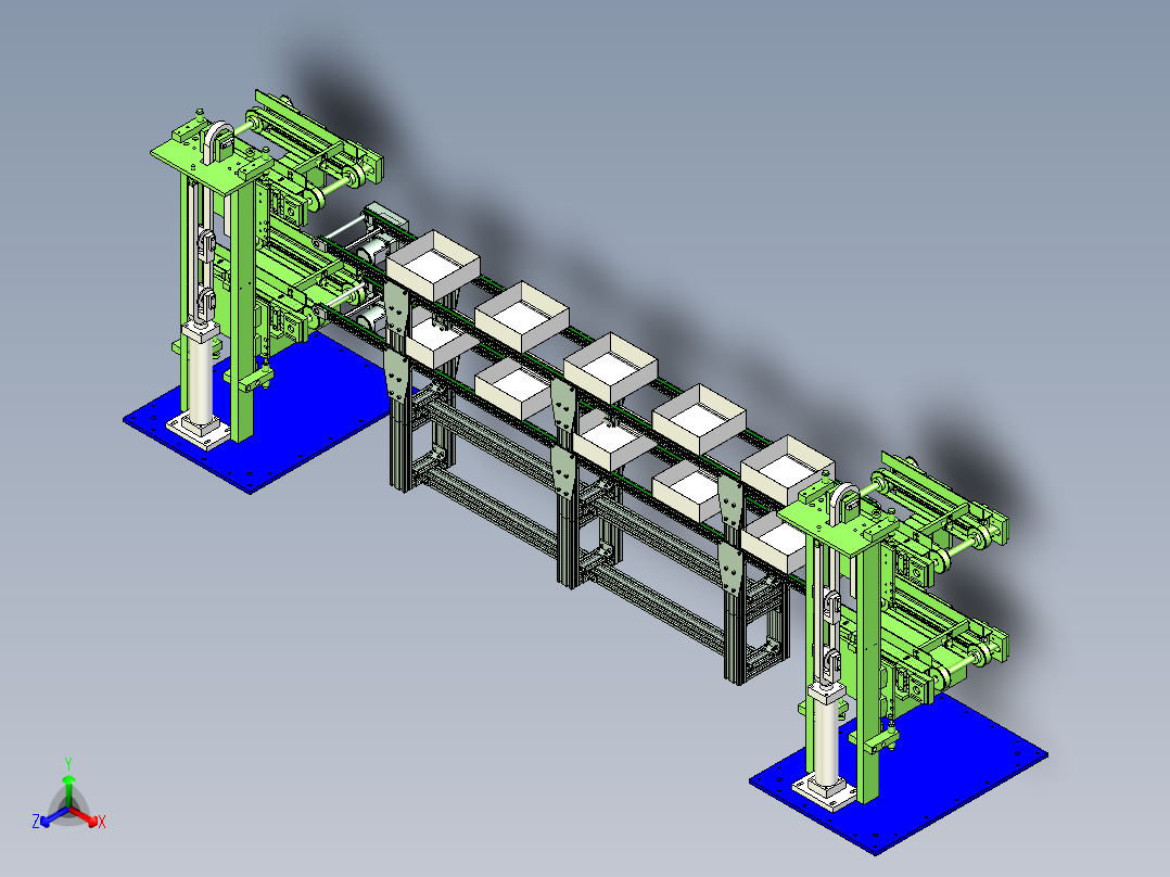 纸盒循环输送线设计正等轴测图