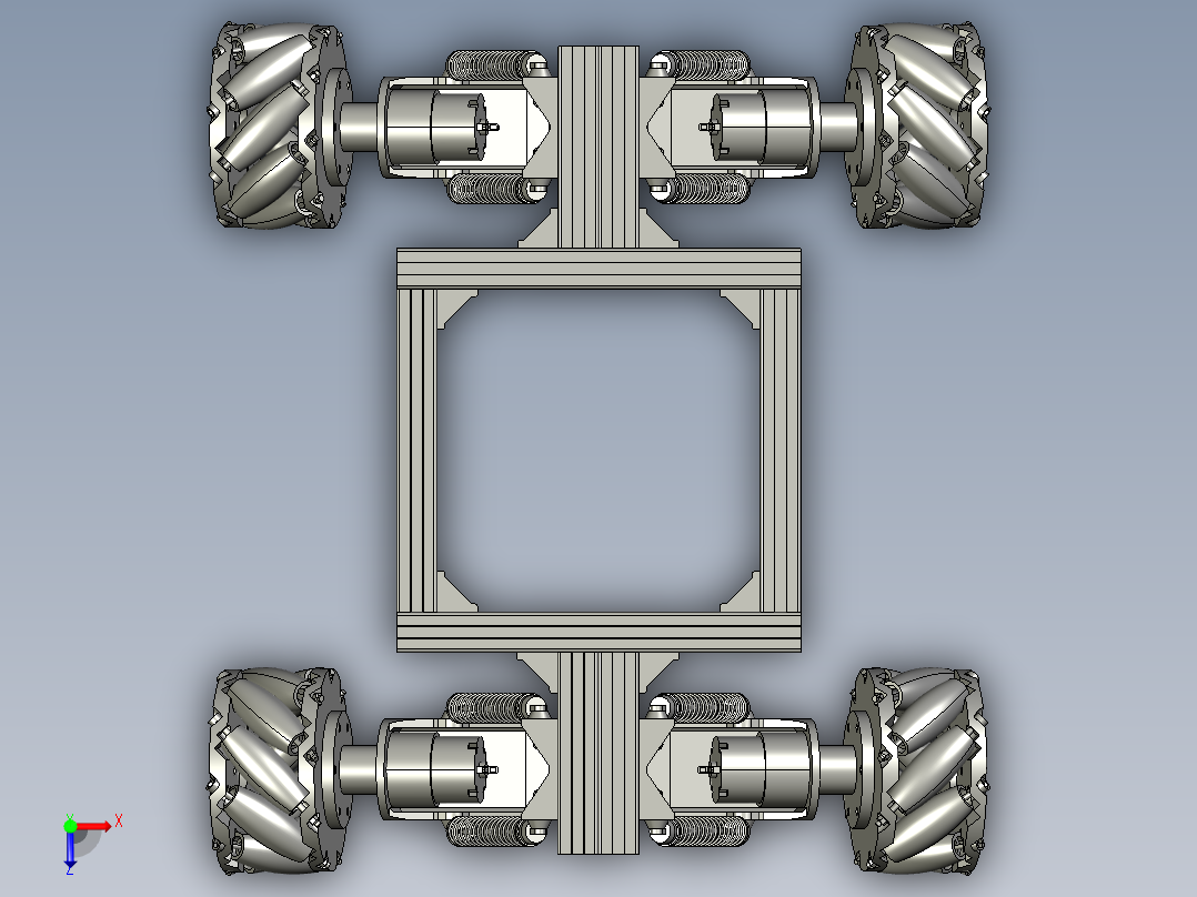 全向移动小车4WD麦克纳姆轮底盘智能小车俯视图