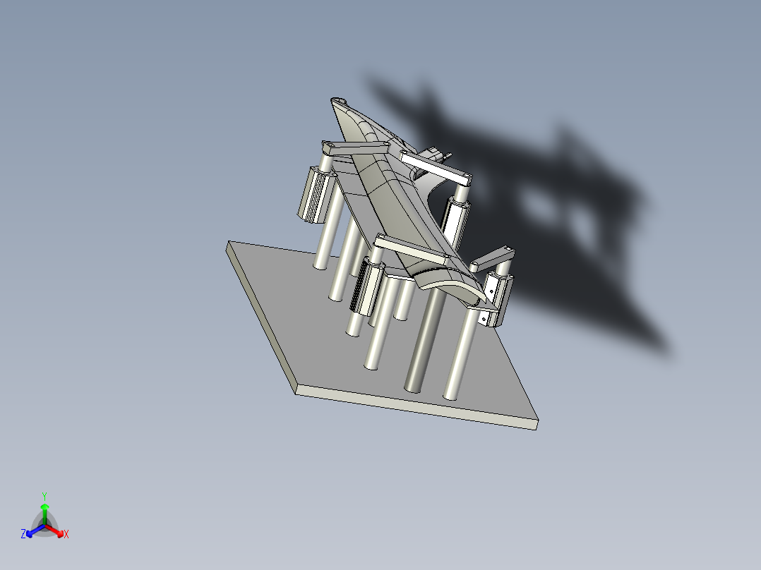 Audi Q5 NF柱护板激光切边胎具正等轴测图
