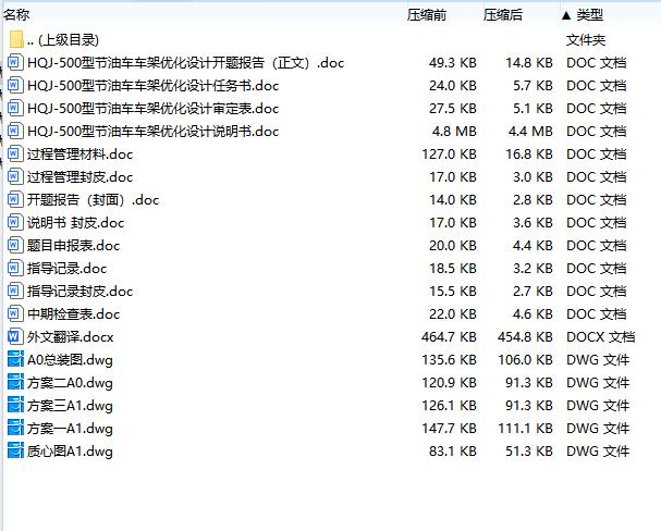 HQJ-500型节油车车架优化设计含开题及5张CAD图