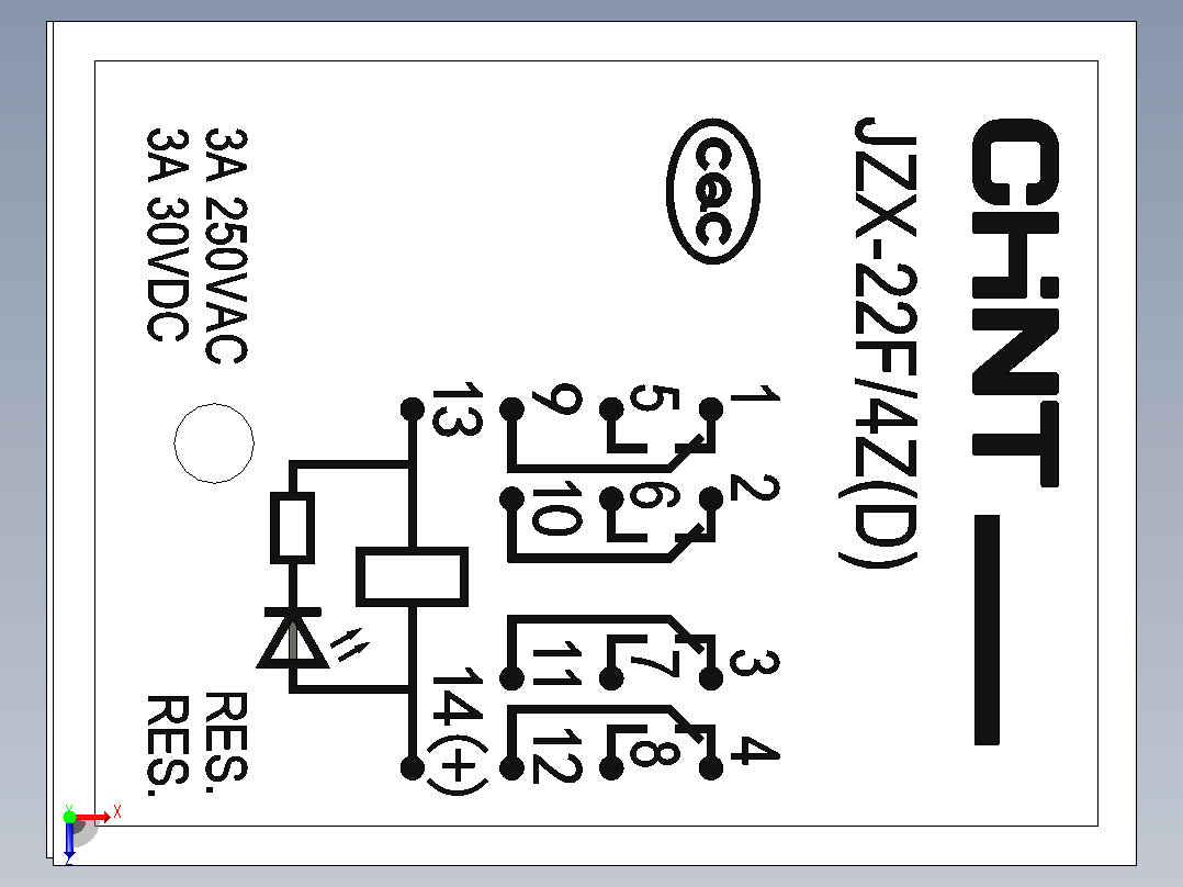 JZX-22F_4Z小型电磁继电器三维模型202203俯视图