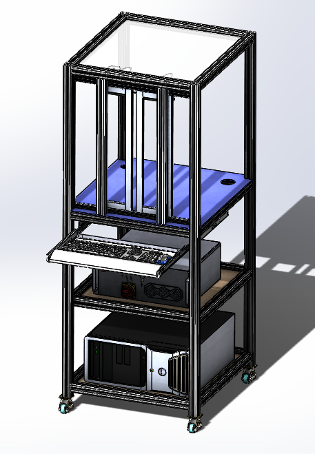带齿条齿轮门的铝制桌子