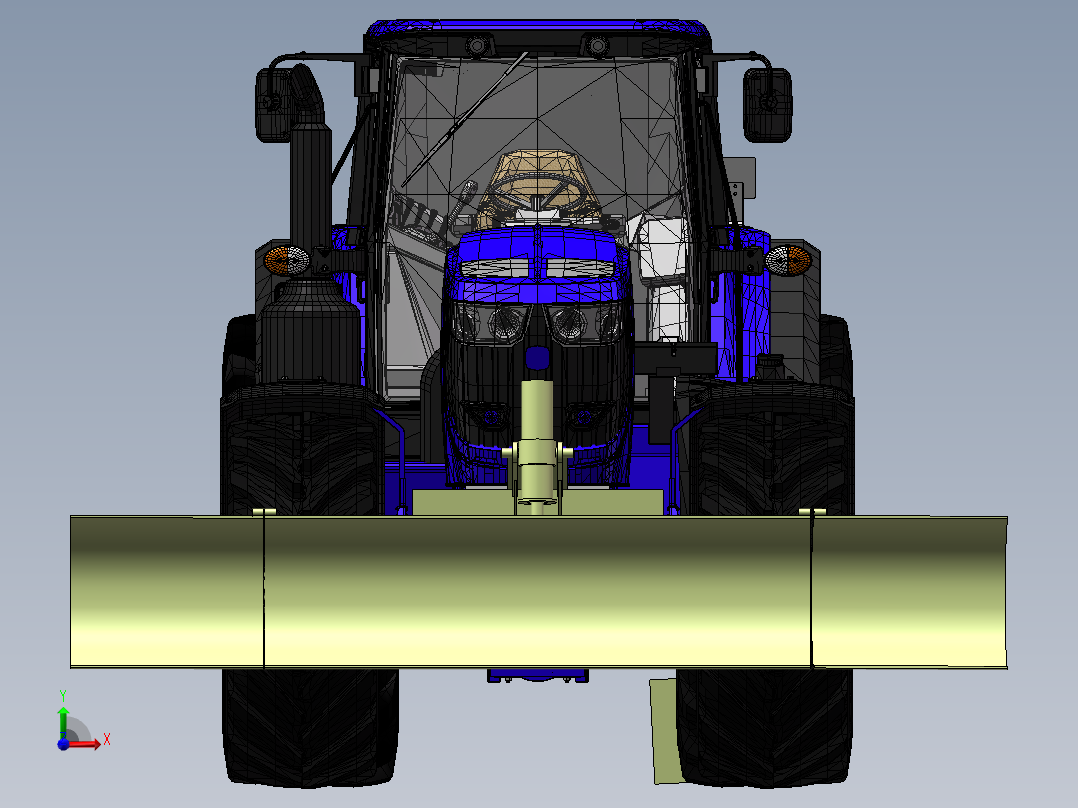 稻谷、小麦谷粒收割机3d图纸 SolidWorks三维模型 机械设计前视图