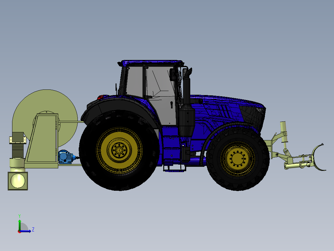 稻谷、小麦谷粒收割机3d图纸 SolidWorks三维模型 机械设计左视图