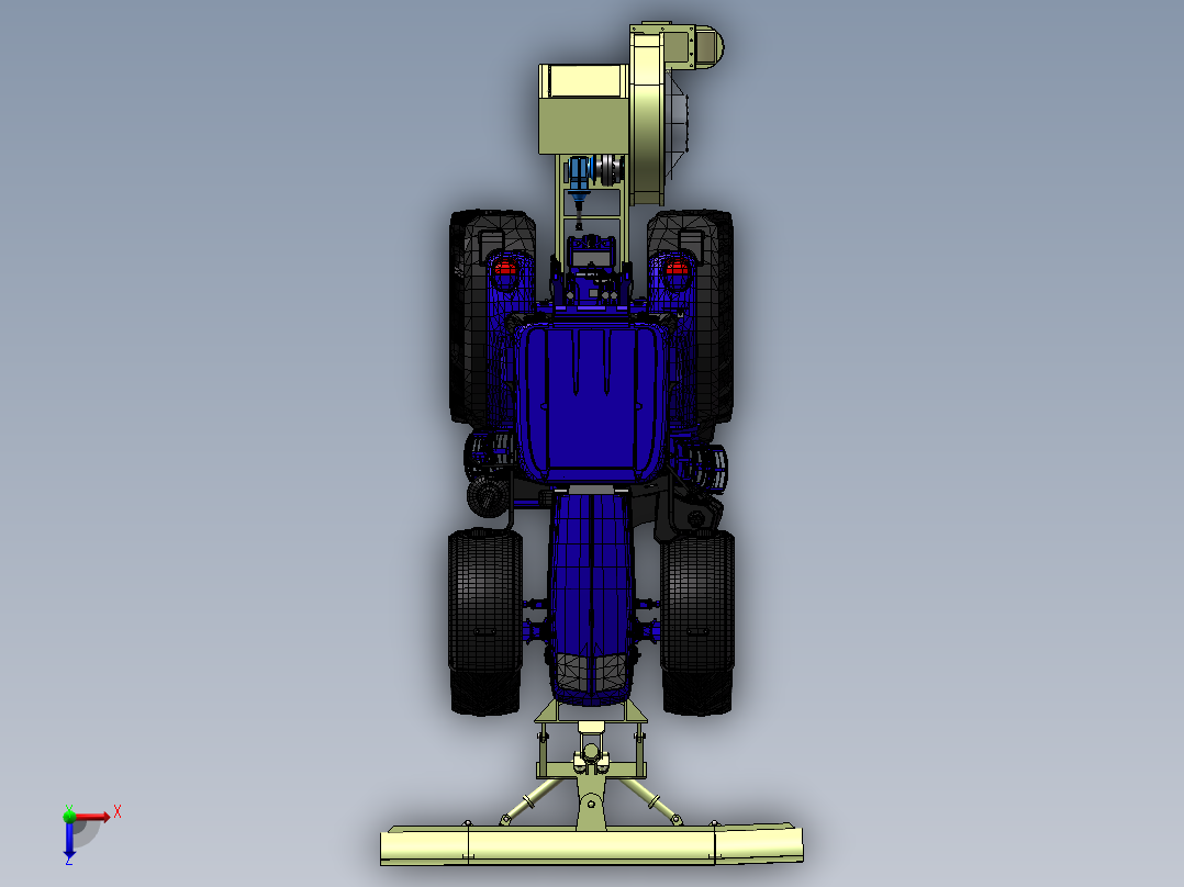 稻谷、小麦谷粒收割机3d图纸 SolidWorks三维模型 机械设计俯视图