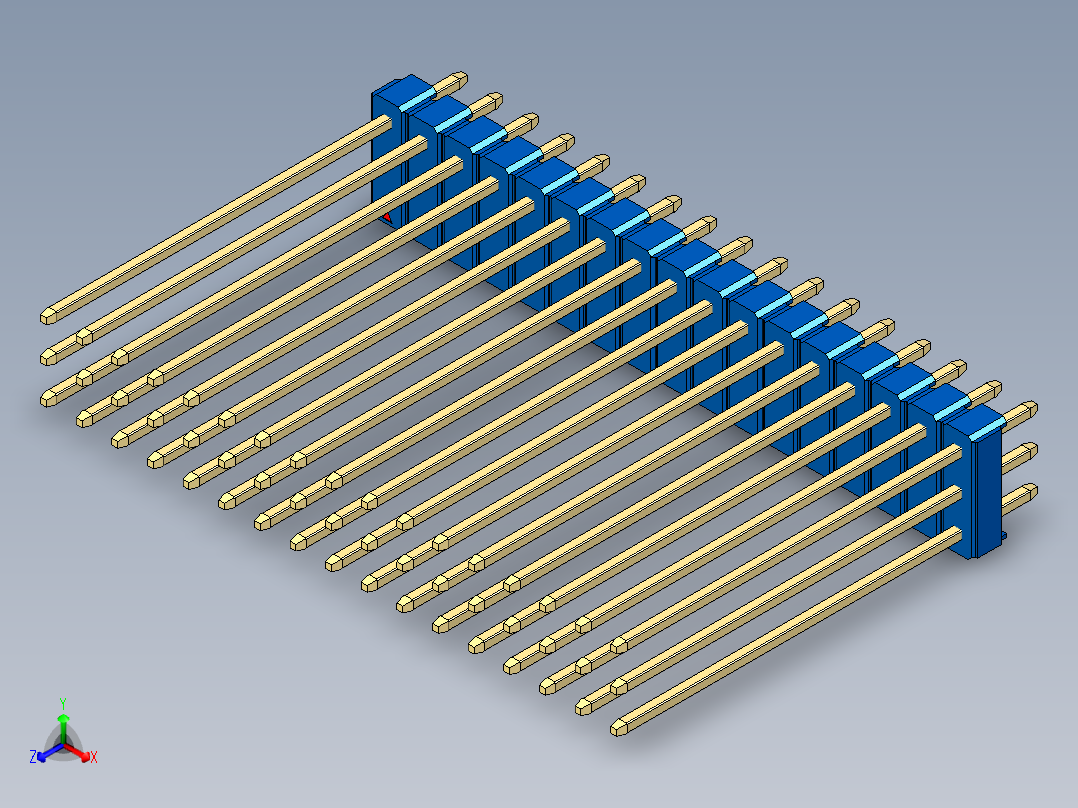 彩色公头100mil（2.54mm）系列-DS1021_blue_3x17p_100mil_Type43_rev1.0主视图