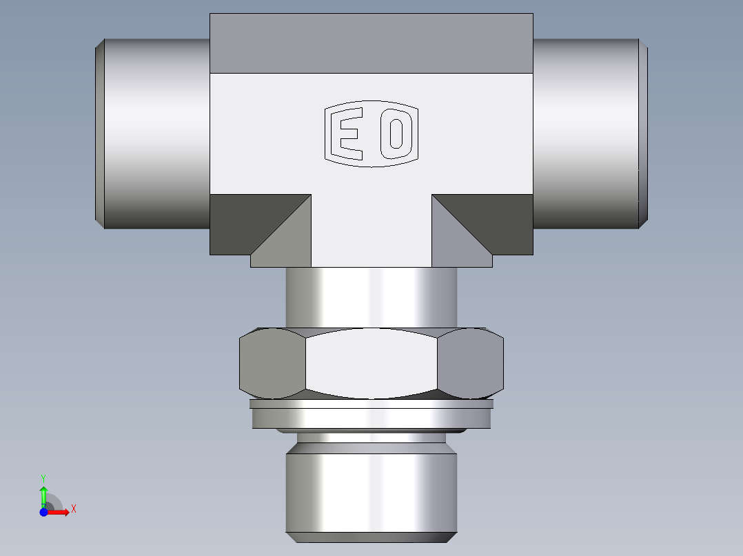 卡套式工业通用硬管接头EO_Adjustable_locknut_branch_tee_TEE12SMOMDCF前视图