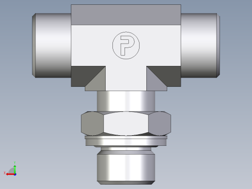 卡套式工业通用硬管接头EO_Adjustable_locknut_branch_tee_TEE12SMOMDCF后视缩略图
