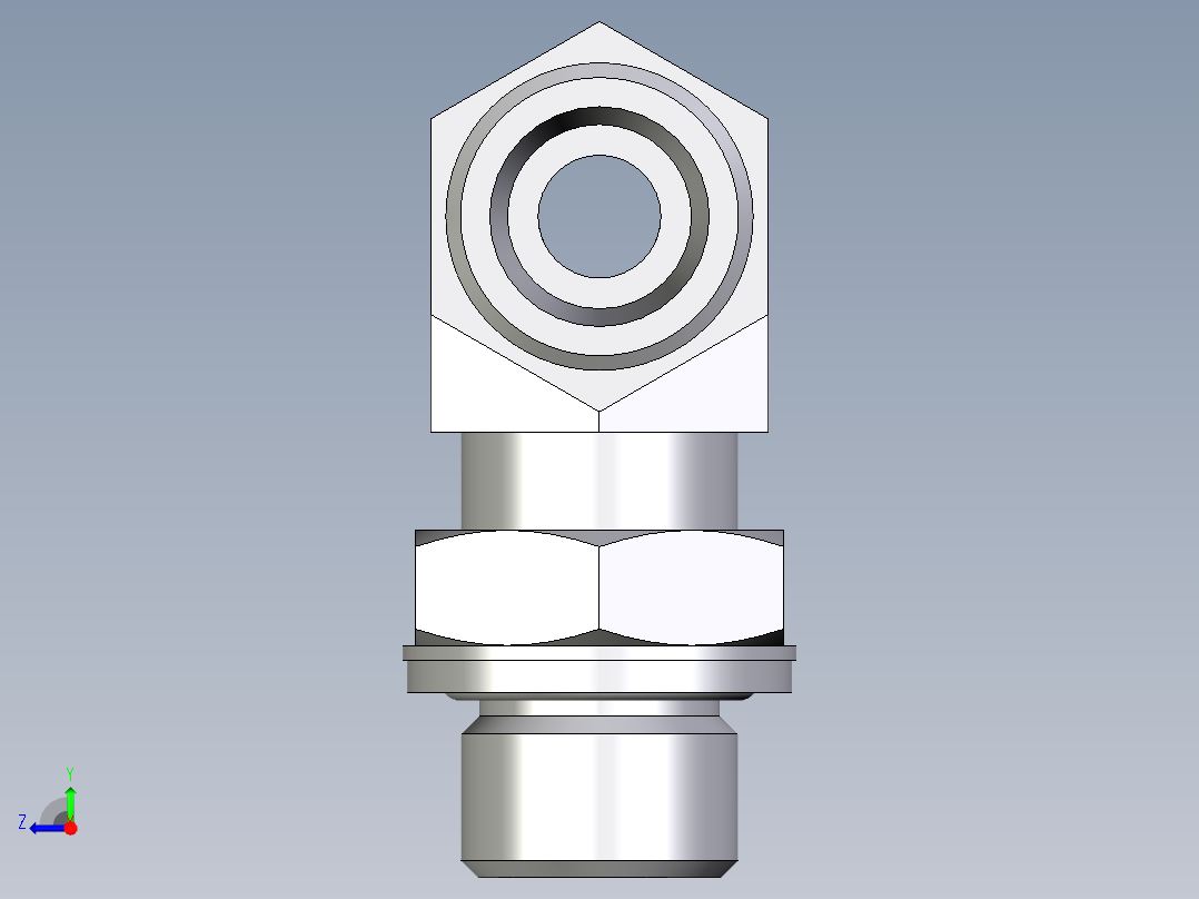 卡套式工业通用硬管接头EO_Adjustable_locknut_branch_tee_TEE12SMOMDCF右视图