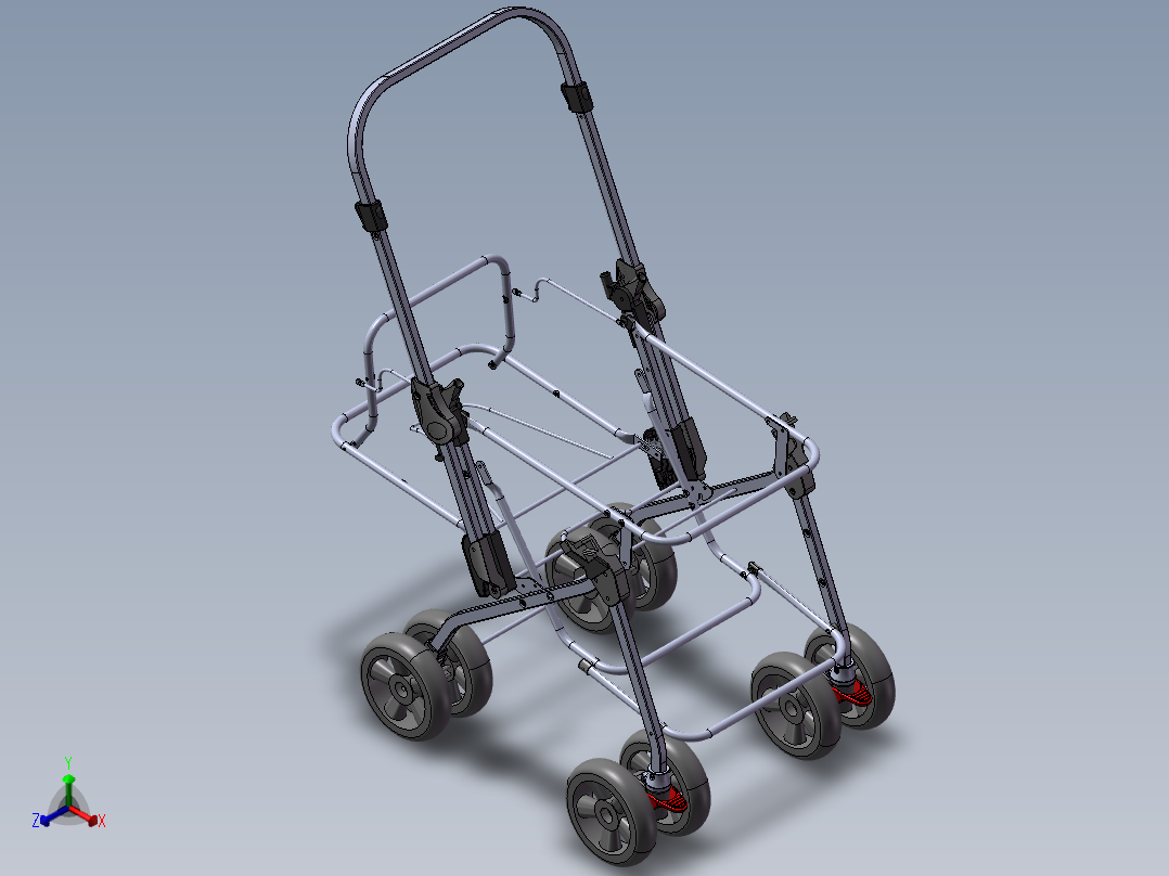 婴儿车设计模型图四轮672222(1)主视图