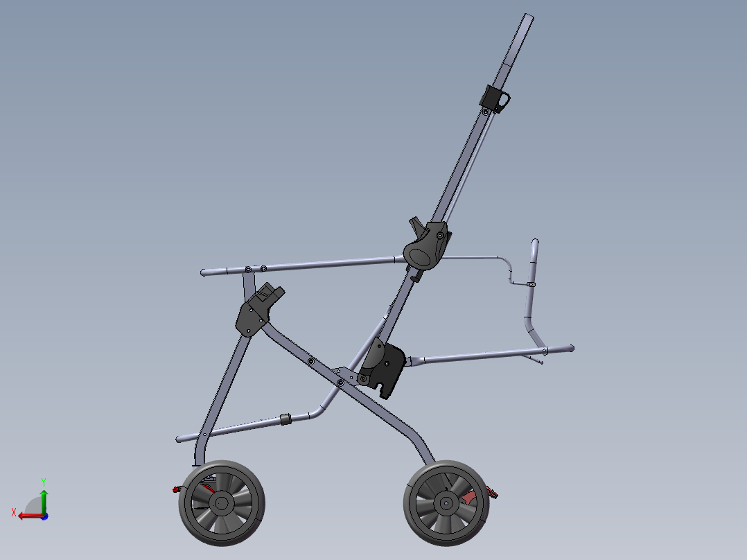 婴儿车设计模型图四轮672222(1)后视图