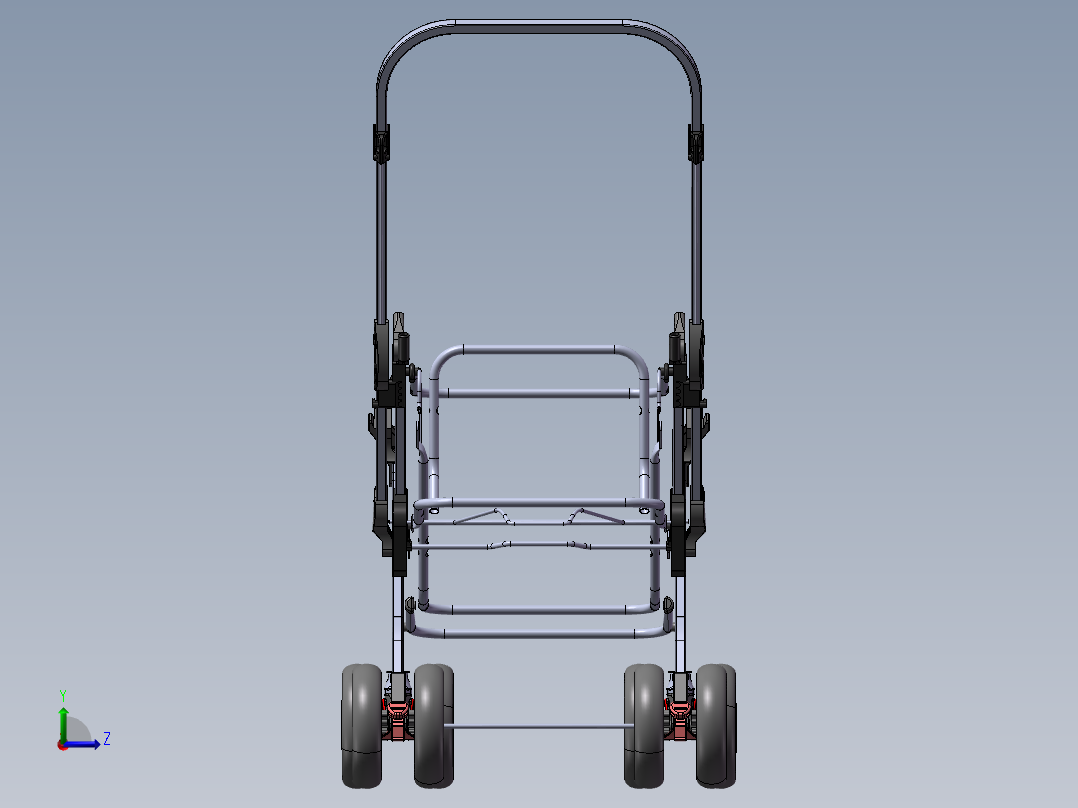婴儿车设计模型图四轮672222(1)左视图