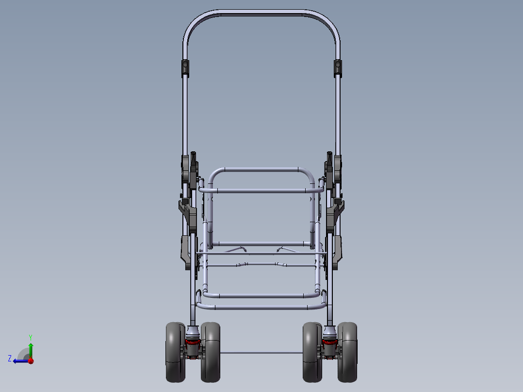 婴儿车设计模型图四轮672222(1)右视图