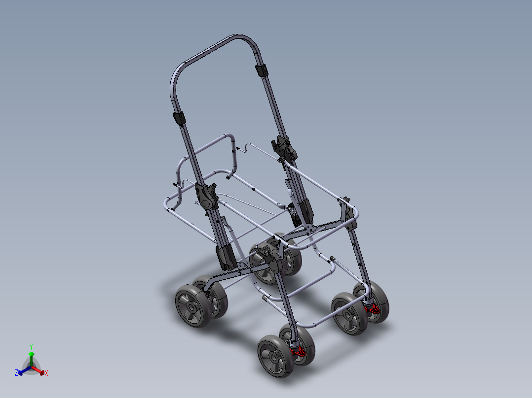 婴儿车设计模型图四轮672222(1)正等轴测图