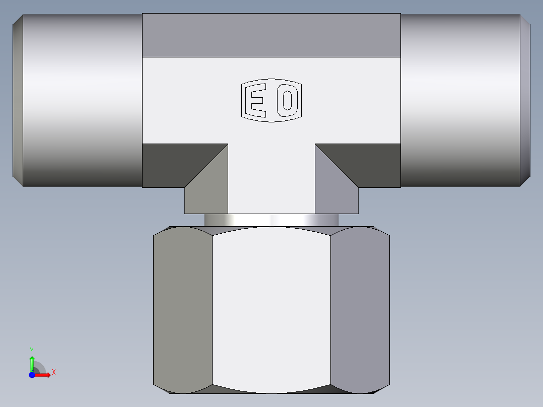 卡套式工业通用硬管接头EO_Swivel_nut_branch_tee_ET08SOMD71前视图