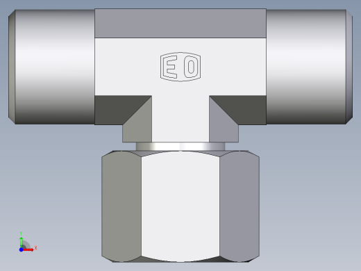 卡套式工业通用硬管接头EO_Swivel_nut_branch_tee_ET08SOMD71前视缩略图