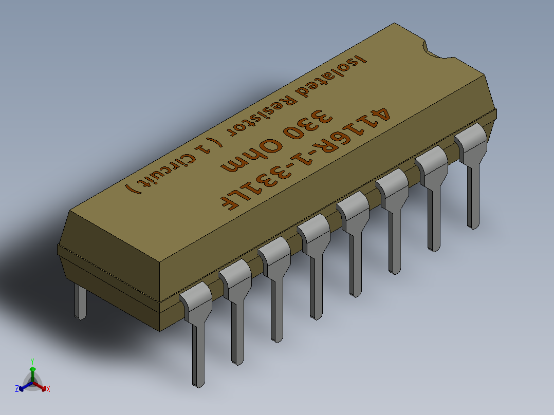 电容器 二极管 电阻器-Resistor 330 Ohm 4116R-1-331LF正等轴测图
