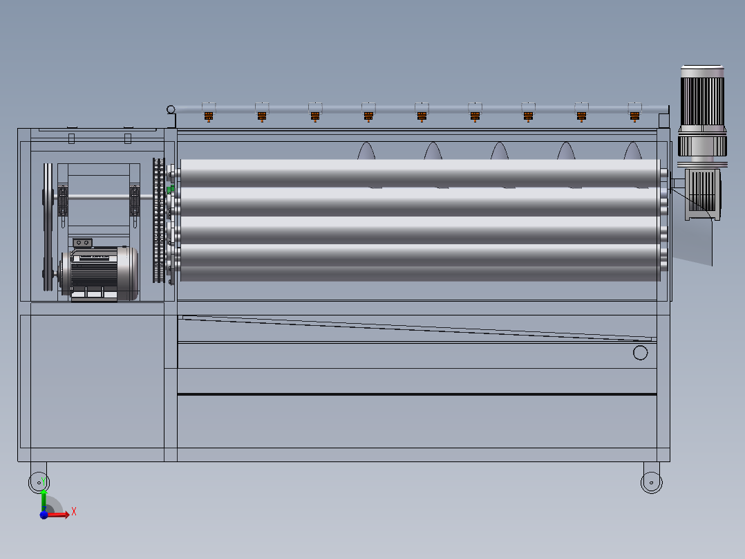 茎类蔬菜去皮机三维SW图纸+文档前视图
