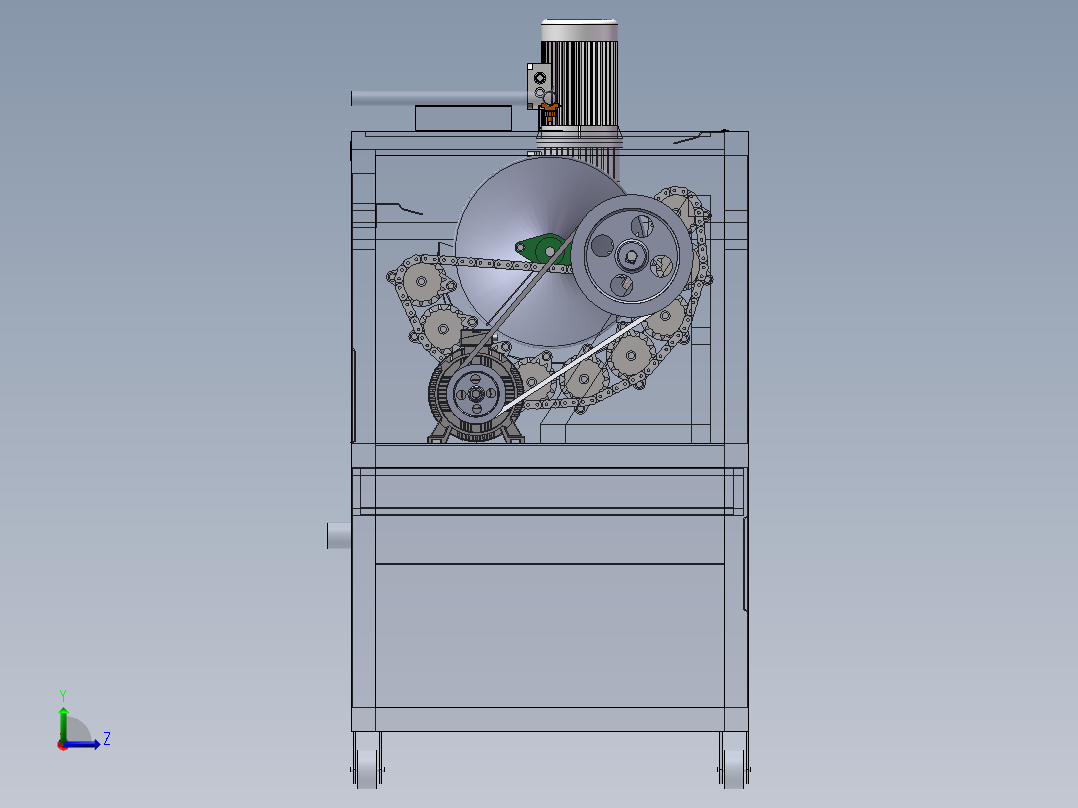 茎类蔬菜去皮机三维SW图纸+文档左视图