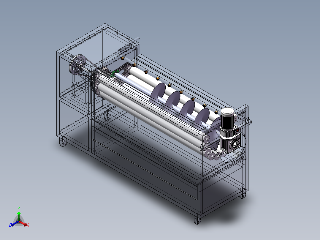 茎类蔬菜去皮机三维SW图纸+文档正等轴测图