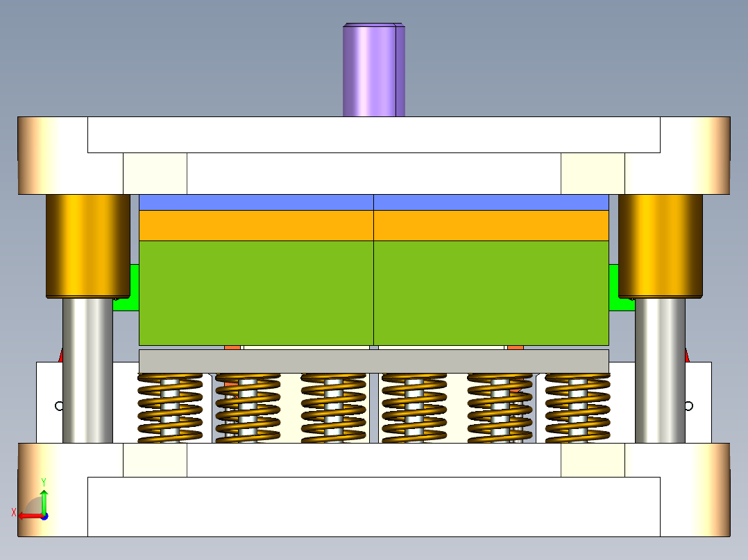 盖板一出二级进模（CAD图+Proe三维）后视图