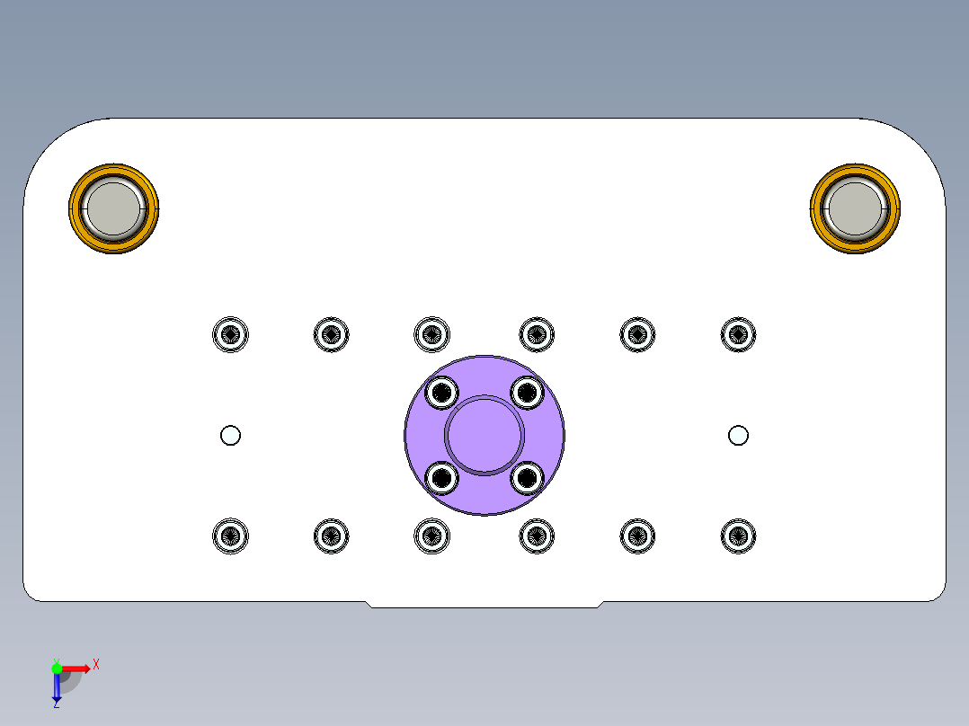 盖板一出二级进模（CAD图+Proe三维）俯视图