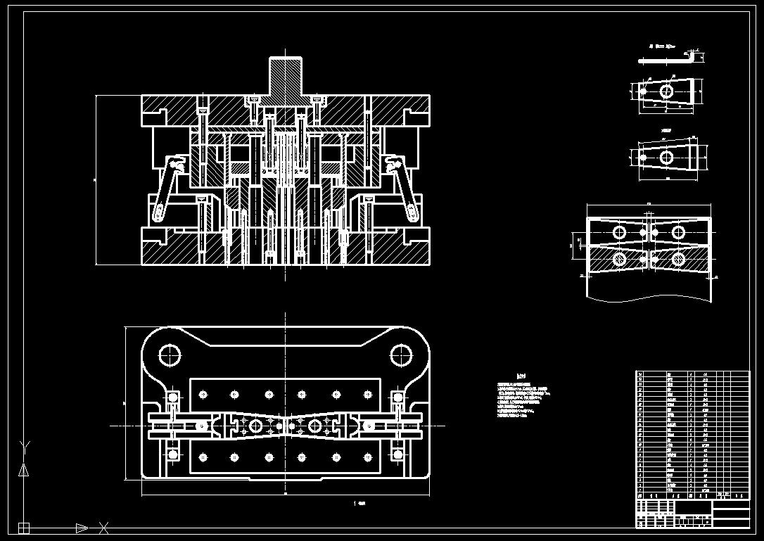盖板一出二级进模（CAD图+Proe三维）