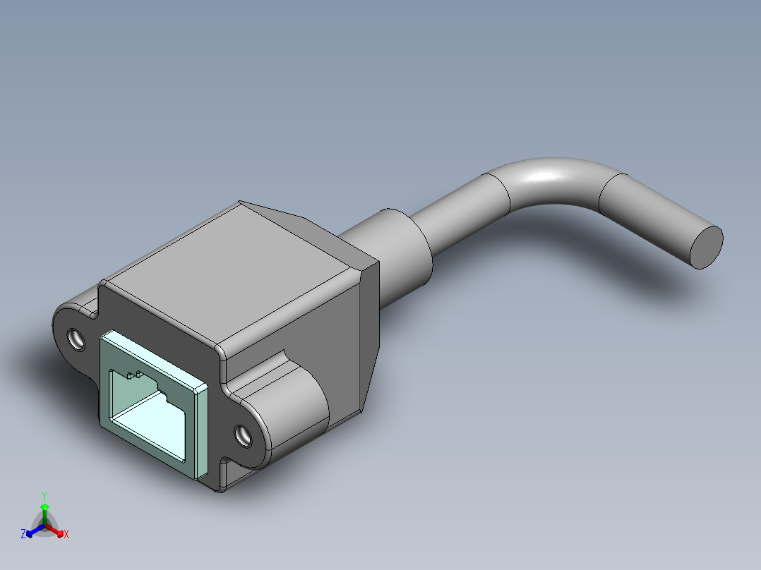 千兆网线延长线带耳朵固定座（5M）正等轴测图