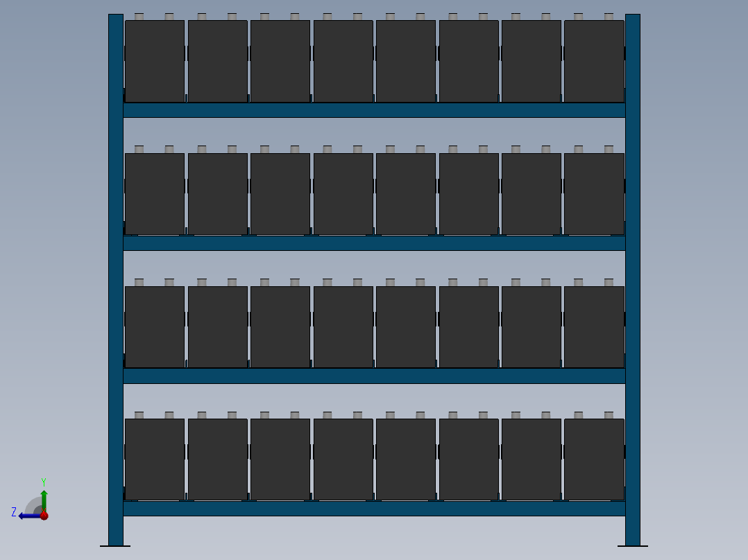 货架、720x600x260轻型货架右视图