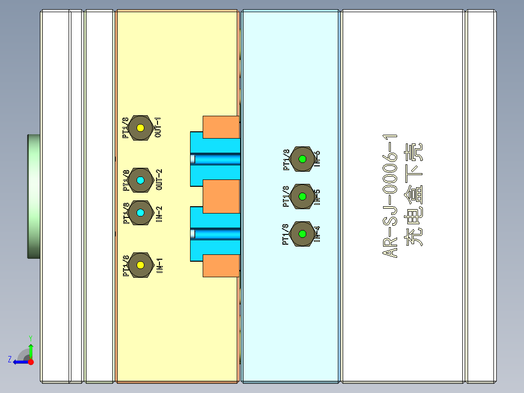 TWS真无线蓝牙耳机底壳模具右视图