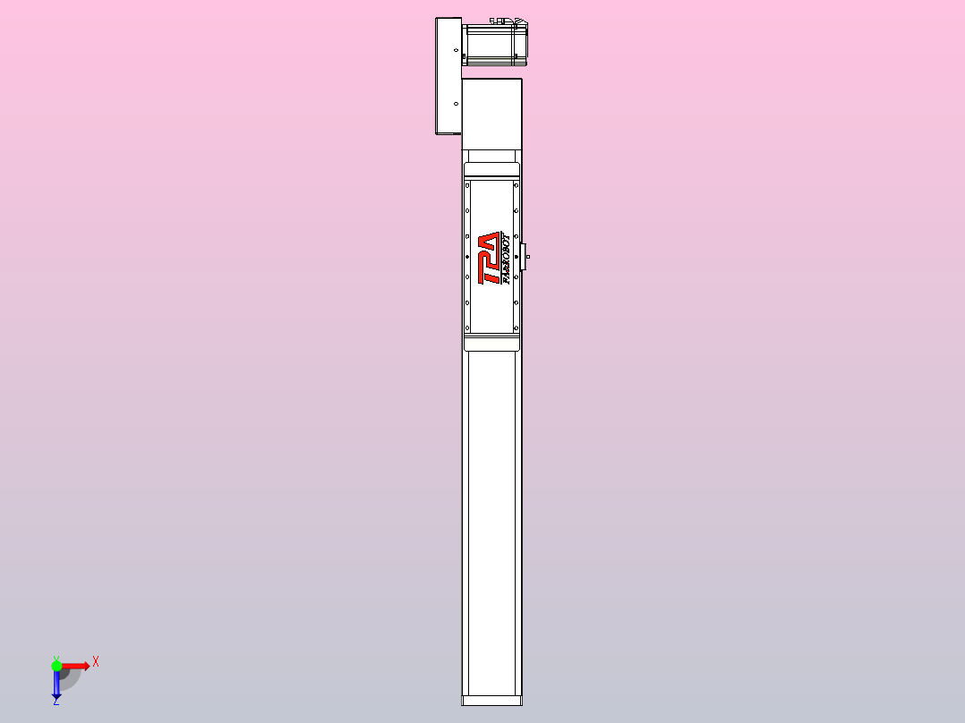 伺服电机集成皮带传动直线执行器TPA-OCB-120-224-L550-MR-P75-N3俯视图
