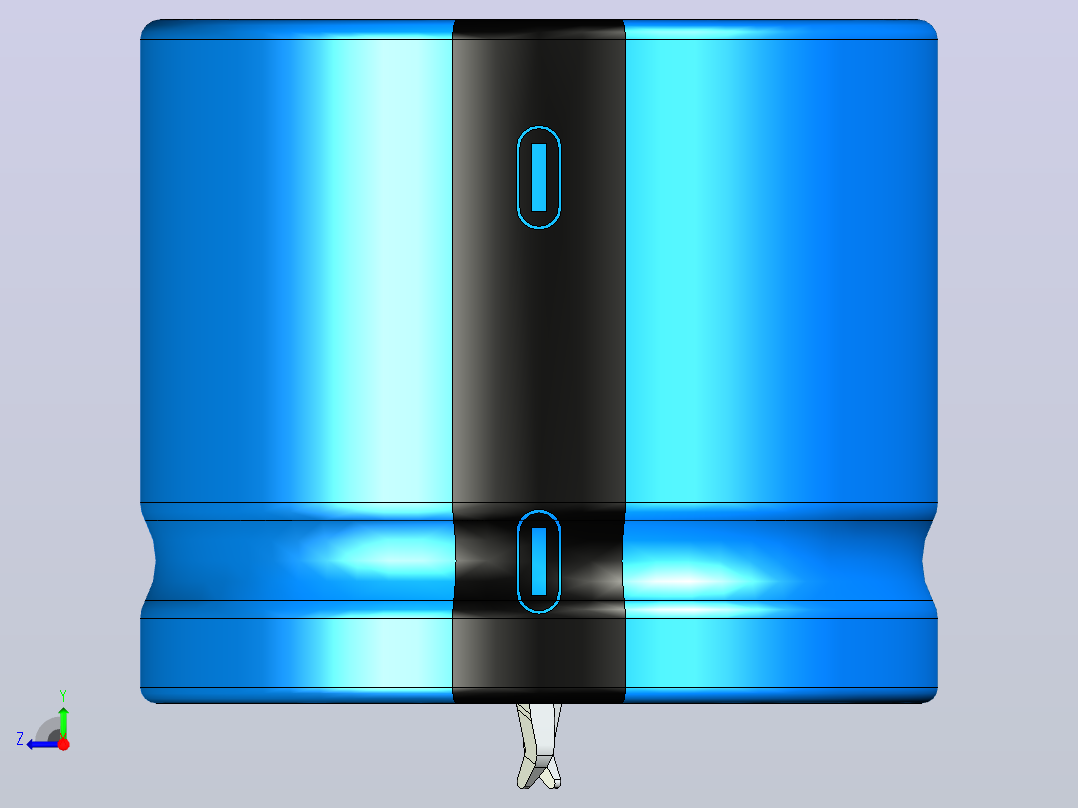35 x30蓝黑底片电解电容器右视图