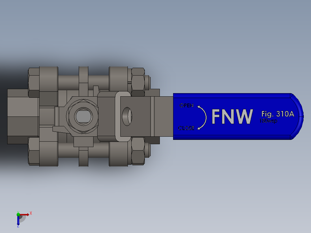 FNW-FNW310AC三片式内螺纹球阀俯视图